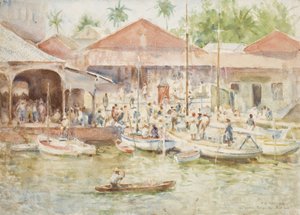 De Markt, Belize, Brits Honduras, 1924 door Henry Scott Tuke