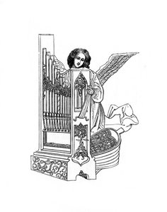 Engel en orgel, begin 16e eeuw door Henry Shaw