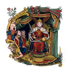 Initiaal letter C, 1563, 1843 door Henry Shaw