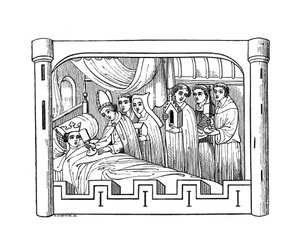 Louis, de oudste zoon van Philip Auguste, koning van Frankrijk, ligt ziek in bed, 1191 door Henry Shaw