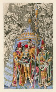 Pyrrhus ontvangt de eer van ridderschap, begin 15e eeuw door Henry Shaw