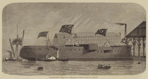 Het drijven van HMS Sultan uit het dok door Henry Spernon Tozer