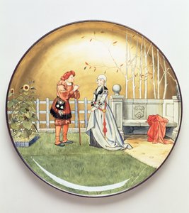 De Zesde Levensfase van de Mens, een Illustratie van Shakespeares De Zeven Leeftijden van de Mens, Oplaadplaat door Mintons Art Pottery Studio, 1873