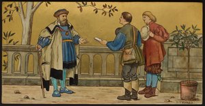 De Rechter, plaquette met een illustratie uit Shakespeares Seven Ages, Minton aardewerk, Staffordshire, 1874 door Henry Stacey after Marks
