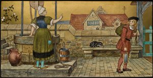 De Schooljongen, plaquette met een illustratie uit Shakespeares Seven Ages, Minton aardewerk, Staffordshire, 1874 door Henry Stacey after Marks