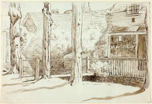 Huis en oude bomen door Henry Stacy Marks