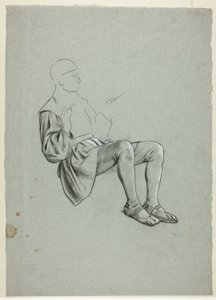 Onafgemaakte schets van zittende man door Henry Stacy Marks