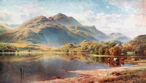 Loch Achray, de Trossachs, Perthshire (kleurenlitho)