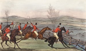 "Nu voor de eer van Shropshire!" De Shavington Dag; Een proef van rivaliserende roedels, en bijgevolg van rivaliserende ruiters door Henry Thomas (after) Alken