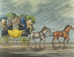 Een Badkoets, geaquarelleerd door George Hunt (fl.1820-40) gepubliceerd 1820