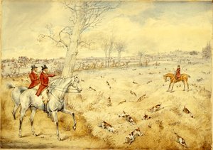 Jachtscènes: Over de heg door Henry Thomas Alken