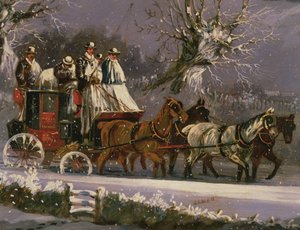 Londen naar Dover koets in de sneeuw