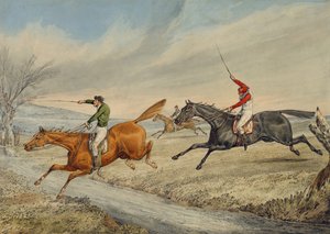 Steeplechasing: Drie Ruiters die een Beek Nemen door Henry Thomas Alken