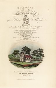 Titelpagina met kalligrafische titel en vignette van Engelse Tudor door Henry Thomas Alken