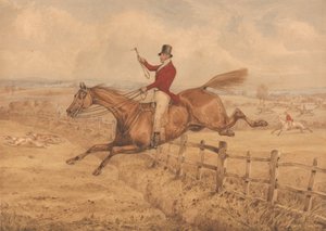 Een vlucht rails toppen en goed in het volgende veld komen door Henry Thomas Alken