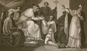 Onderwerping van John, gegraveerd door Delatre, illustratie uit David Hume