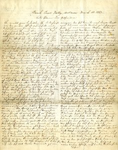 Brief ondertekend Henry [Henry Voelkner], Brush Creek Valley, Arkansas, aan zijn ouders, broers en zussen, 18 maart 1862 door Henry Voelkner