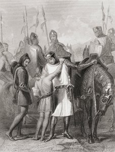 Richard, Graaf van Pembroke, neemt afscheid van zijn broer voordat hij naar Ierland vertrekt in 1169, uit 