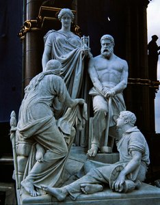 Fabrikanten, beeldengroep van het Albert Memorial, voltooid in 1876 door Henry Weekes