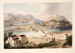 San Sebastian, uit Schetsen van landschap in de Baskische provincies van Spanje, met een selectie van nationale muziek, uitgegeven 1838 (handgekleurde gravure) door Henry Wilkinson