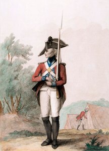 Voetsoldaat, ca. 1791 (stippelgravure) door Henry William (after) Bunbury