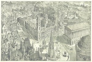 Vogelvlucht van Birmingham in 1886. door Henry William Brewer