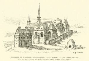 Chapelle du Martyre, Montmartre, Parijs, waar St. Ignatius en zijn metgezellen hun eerste geloften aflegden (gravure) door Henry William Brewer