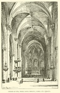 Kerk van Sta Maria Sopra Minerva, Rome (gravure) door Henry William Brewer