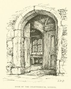 Deur van de Charterhouse, Londen (gravure) door Henry William Brewer