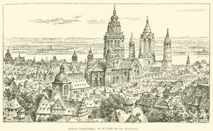 Kathedraal van Mainz, zoals in de tijd van St. Ignatius (gravure)