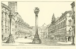 Piazza dei Signori, Vicenza, waar St. Ignatius en zijn metgezellen predikten (gravure) door Henry William Brewer