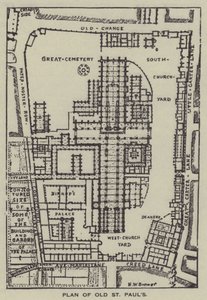 Plattegrond van Oude St. Pauls door Henry William Brewer