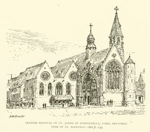 Spaans Ziekenhuis van St. James van Compostella, Parijs, gerestaureerd, tijd van St. Ignatius door Henry William Brewer