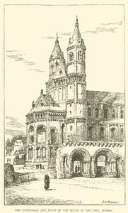 De kathedraal en ruïnes van het Huis van de Rijksdag, Worms (gravure) door Henry William Brewer