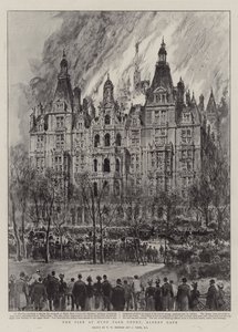 De brand bij Hyde Park Court, Albert Gate door Henry William Brewer