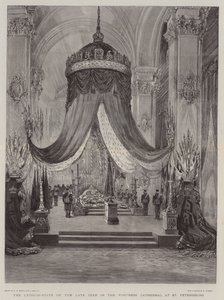 De Lijkstaat van de Laatste Tsaar in de Vestingkathedraal in Sint-Petersburg