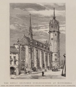 De Nieuw gerestaureerde Schlosskirche in Wittenberg door Henry William Brewer
