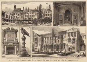 Verdwijnend Londen, het oude klooster en Cupola House, Hammersmith door Henry William Brewer