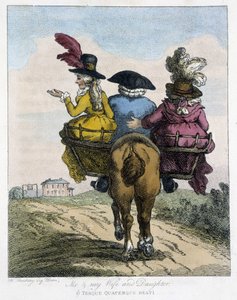 Ik met mijn vrouw en dochter - in Caricatures anglaise sur les manners de riding a horse, ill. door H. W. Bunbury, ed. John Stockdale door Henry William Bunbury
