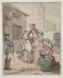 Scène buiten een herberg door Henry William Bunbury
