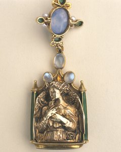 (detail) van dubbelzijdige hanger, ca. 1907-10