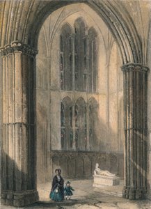 Worcester Cathedral: Noordtransept van het koor door Henry Winkles