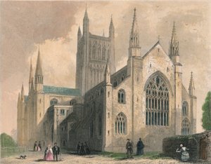 Worcester Kathedraal, Noordwestelijke Aanblik, 1836
