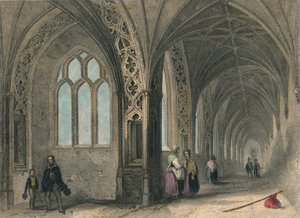 Worcester Cathedral. De kloosters, 1836 door Henry Winkles
