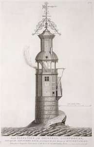 Edystone Vuurtoren gegraveerd door Henry Roberts, 1761 door Henry Winstanley