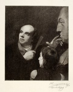 John Flaxman boetseert de buste van William Hayley door Henry Wolf