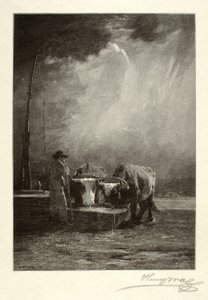 Ossen drinken door Henry Wolf