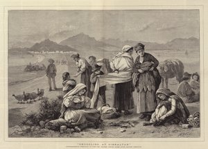 Smokkel in Gibraltar, Contrabandistas die zich voorbereiden om het Spaanse douanekantoor te passeren na het verlaten van Gibraltar