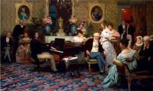 Chopin speelt piano in de salon van prins Radziwill, 1887 door Henryk Siemiradzki