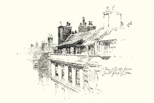 Een blik op Gough Square, Londen, vanuit de zolder van Dr. Johnson door Herbert (after) Railton